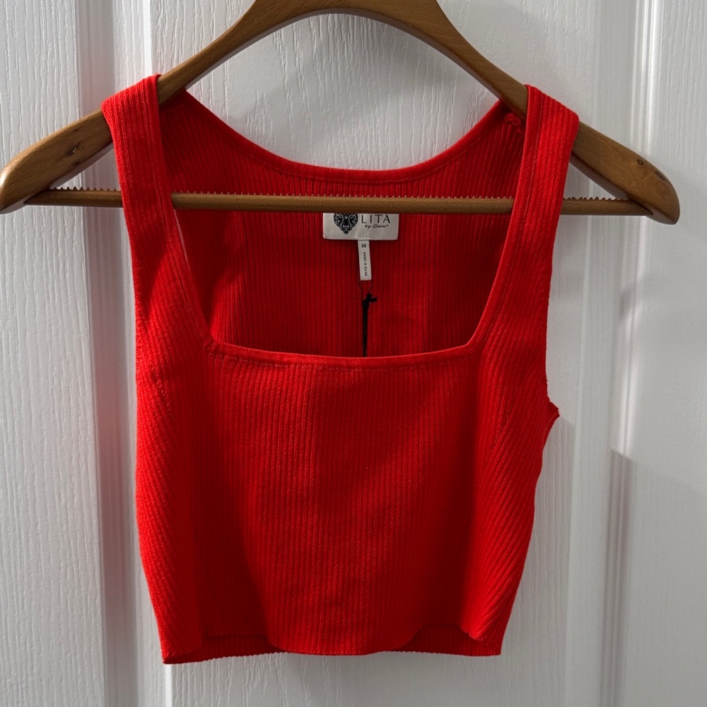 LITA by Ciara Red Cropped Ribbed Tank